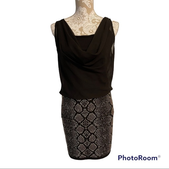 Cache Dress Gold Accent Skirt Snakeskin Pattern - Picture 1 of 9